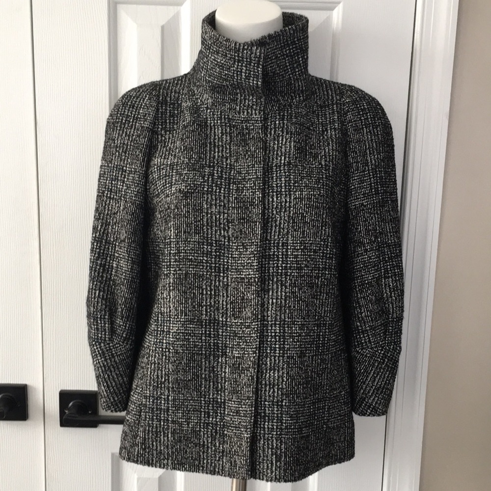 Ann Taylor Black and Grey Wool Tweed EUC Jacket Size Medium